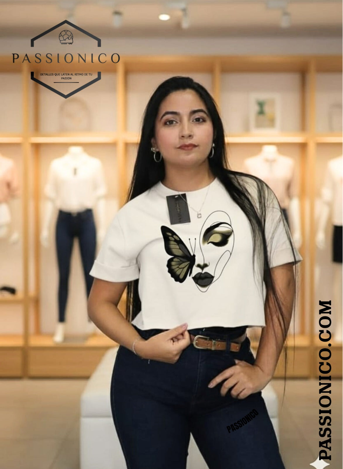 Camiseta Bluson corto dama tela pesada 230 gm