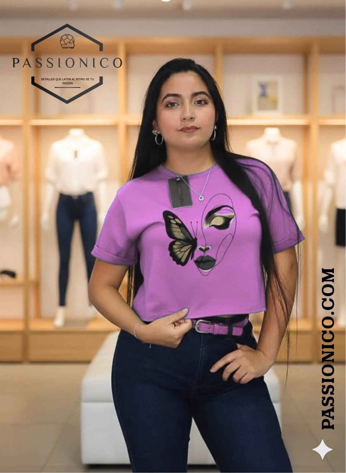 Camiseta Bluson corto dama tela pesada 230 gm